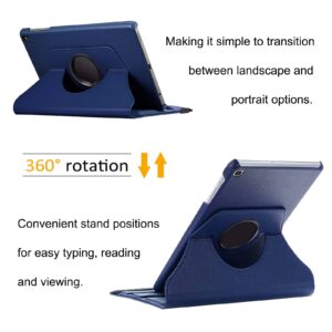 EKVINOR Rotating Case for Tab A7 Lite 8.7" 2021 (Model: SM-T220/T225/T227), 360 Degree Swiveling Leather Protective Cover Case for Samsung Galaxy Tab A7 Lite 8.7 Inch Tablet 2021 Release, Dark Blue