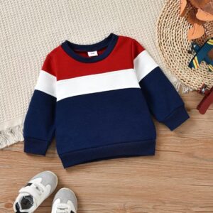 12-18 Months Boy Clothes Toddler Infant Long Sleeve Multi-Color Sweatshirt Tops + Pants Fall Winter Outfit Set 2Pcs,Red navy boy clothes 12-18M/110cm