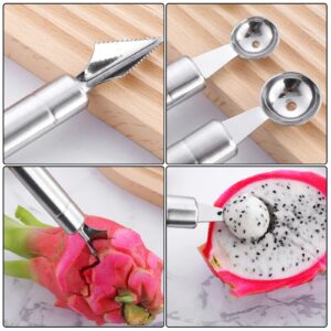 Klyuqoz Fruit Carving Tools, Fruit Carving Knife Pack of 3, Stainless Steel Vegetable Carving Tools, Melon Baller Scoop DIY Carving Knives for Home Kitchen