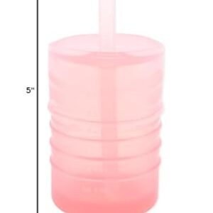 Bumkins Baby and Toddler Cups, Sippy Cup with Straw, Spill Proof, Transition Cup for Babies Ages 1 Year, Safely Sip from Lid, Straw or Cup, First Year Supplies, Platinum Silicone, Holds 7oz, Pink