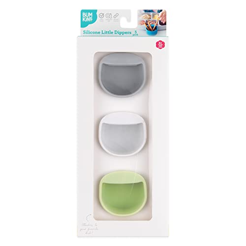 Bumkins Baby Silicone Little Dippers, Attaches to Bowls, Dishes and Plates, Sauce Cup, Holds Condiments, Dip, Puree, Toppings, Baby Led Weaning, Essential Feeding Supplies, for Babies 6 Months Up