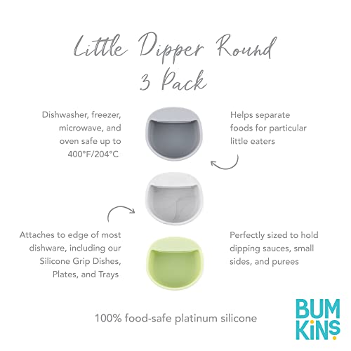 Bumkins Baby Silicone Little Dippers, Attaches to Bowls, Dishes and Plates, Sauce Cup, Holds Condiments, Dip, Puree, Toppings, Baby Led Weaning, Essential Feeding Supplies, for Babies 6 Months Up