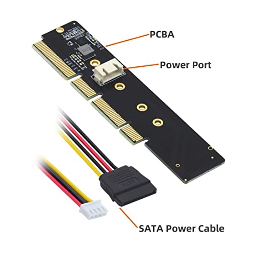 chenyang M.2 NVME to PCIe 3.0/4.0 X16 Adapter NVME/AHCI SSD to PCI Express Expansion Card Adapter with Extra SATA Power Output