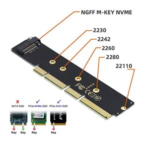 chenyang M.2 NVME to PCIe 3.0/4.0 X16 Adapter NVME/AHCI SSD to PCI Express Expansion Card Adapter with Extra SATA Power Output