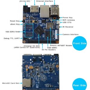 WayPonDEV Banana PI BPI M2+ (M2 Plus) Allwinner H3 Quad Core 1GB Single Board Computer Supports Raspbian and Android, Ubuntu Linux