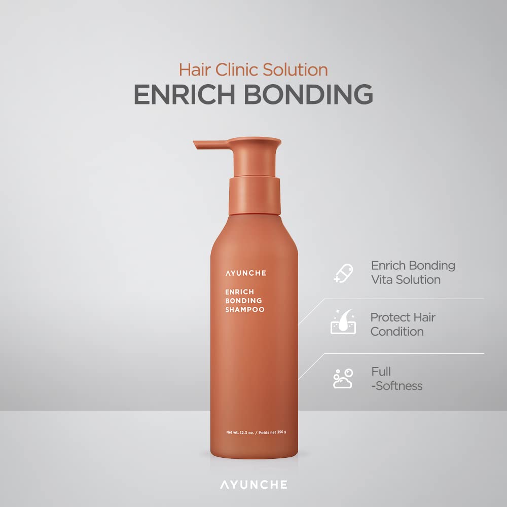 AYUNCHE Enrich Bonding Shampoo for Damaged Hair 11.8oz | No more Tangled Hair and Split Ends | Intensive Care | Korean Salon Brand