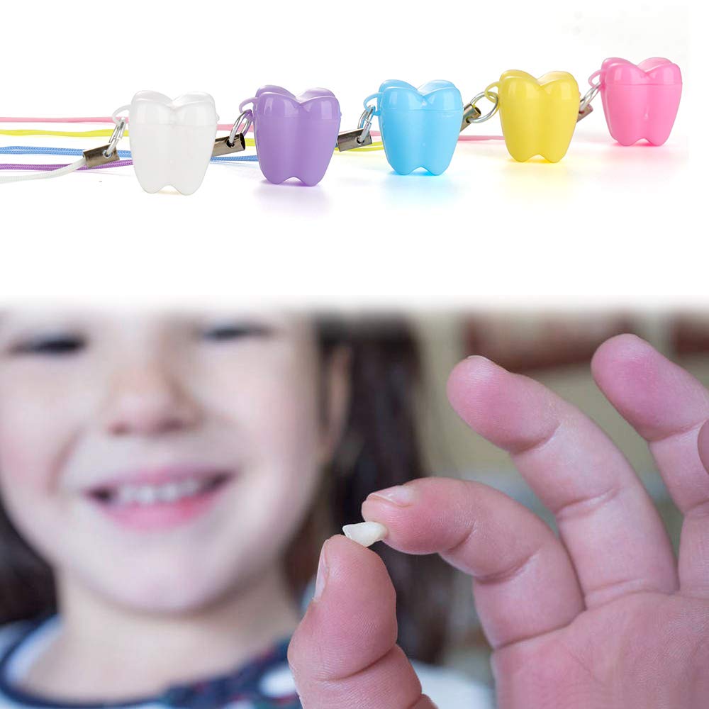 Runing Pet 50 Pcs Teeth Storage Box,Lost Teeth Saver Necklace Milk Teeth Storage Box Necklace Lovely Baby Milk Tooth Fairy Save Box Child Teeth Keepsake Holder Children Teeth Save Box