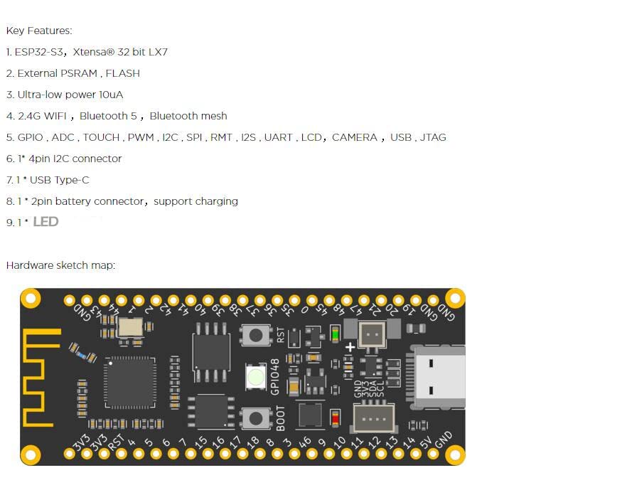 Banana Pi BPI-Leaf-S3 ESP32-S3 Development Board 2.4GHz Dual-Mode Single Board Computer with 10uA Power Consumption for IoT Connectivity Support ESP-IDF and Micropython (3PCS)