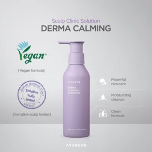 AYUNCHE Derma Calming Shampoo 11.8oz [For Dry & Sensitive Scalp] | Gentle Hydrating Scalp Care | Strengthen Scalp Barrier | Vegan Shampoo | Korean Salon Brand