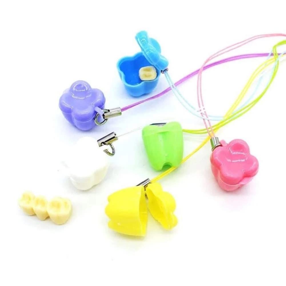 Runing Pet 50 Pcs Teeth Storage Box,Lost Teeth Saver Necklace Milk Teeth Storage Box Necklace Lovely Baby Milk Tooth Fairy Save Box Child Teeth Keepsake Holder Children Teeth Save Box