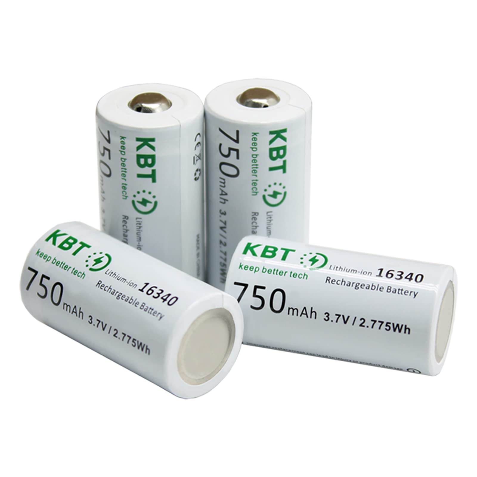 KBT Rechargeable 123A Lithium Batteries, 4pack for Arlo Wireless Cameras VMC3030 / VMK3200 / VMS3330, 3430, 3530