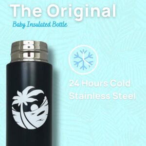 Waiu Insulated Stainless Steel Baby Bottle BPA-Free | Keeps Drinks Hot for 8 Hours, Cold for 24 Hours | 4 oz. (Black)