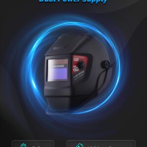 MANUSAGE Auto Darkening Welding Helmet for Men, Welding Hood Auto Darkening Has Dual Power Supply with Solar and Lithium Battery, Welding Mask True Color Shade 9-13 Ideal for Mig Tig ARC (M380SE)