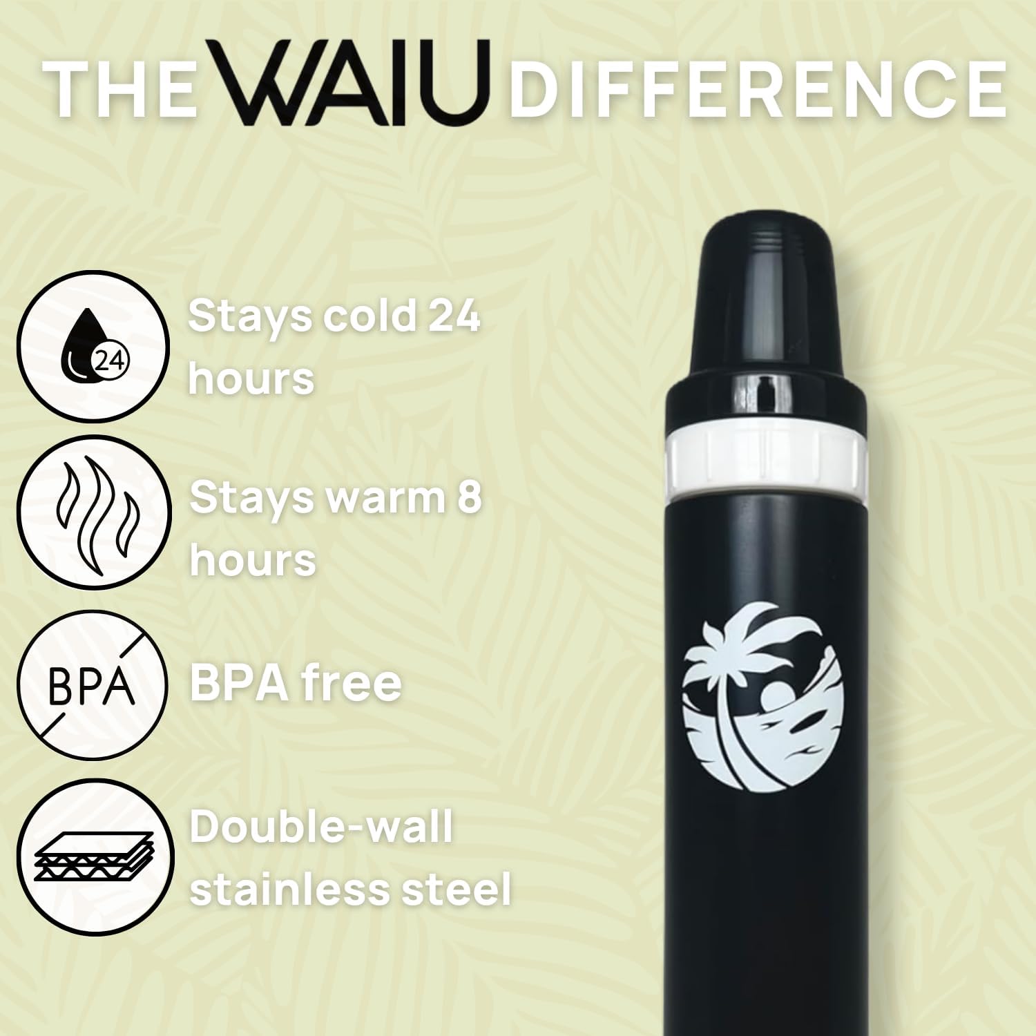 Waiu Insulated Stainless Steel Baby Bottle BPA-Free | Keeps Drinks Hot for 8 Hours, Cold for 24 Hours | 4 oz. (Black)