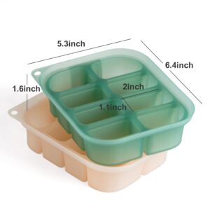 haakaa Silicone Baby Food Freezer Tray with Lid by haakaa - Perfect Storage Container for Homemade Baby Food, Vegetable & Fruit Purees, and Breast Milk, Pea Green