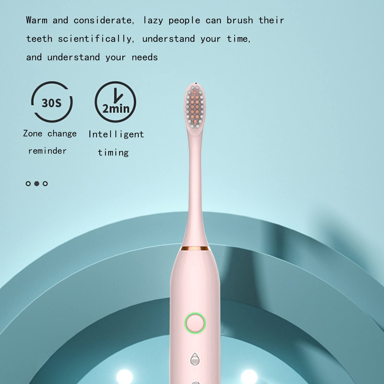 Electric Toothbrush with 4 Brush Heads, 6 Cleaning Modes, Smart Timer, IPX7 Waterproof Gentle and Effective Clean Teeth, Rechargeable Sonic Toothbrush for Adults