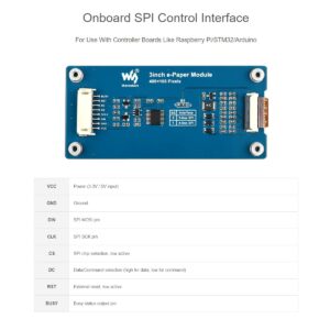 waveshare 3inch E-Paper Module (G) 400 × 168 Resolution e-Ink Display Red/Yellow/Black/White epaper Screen for Raspberry Pi 4B/3B+/3B/2B/B+/A+/Zero/Zero W/WH/Zero 2W,Jetson Nano/Arduino,SPI Interface