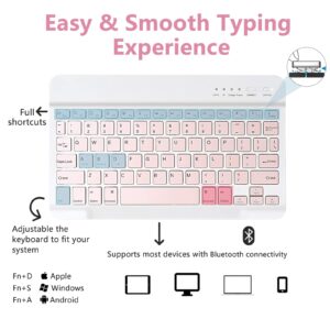 MMK Keyboard Case for iPad 10th Generation 10.9" 2022, for iPad Keyboard 10th Generation Case for (A2757/A2777/A2696/A3162), for iPad Case with Detachable Bluetooth Keyboard & Pencil Holder-Pink