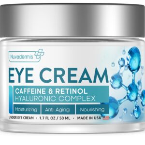 NUVADERMIS Caffeine Eye Cream with Retinol & Hyaluronic Complex – Anti-Aging Treatment – 1.7 oz – Made in the USA