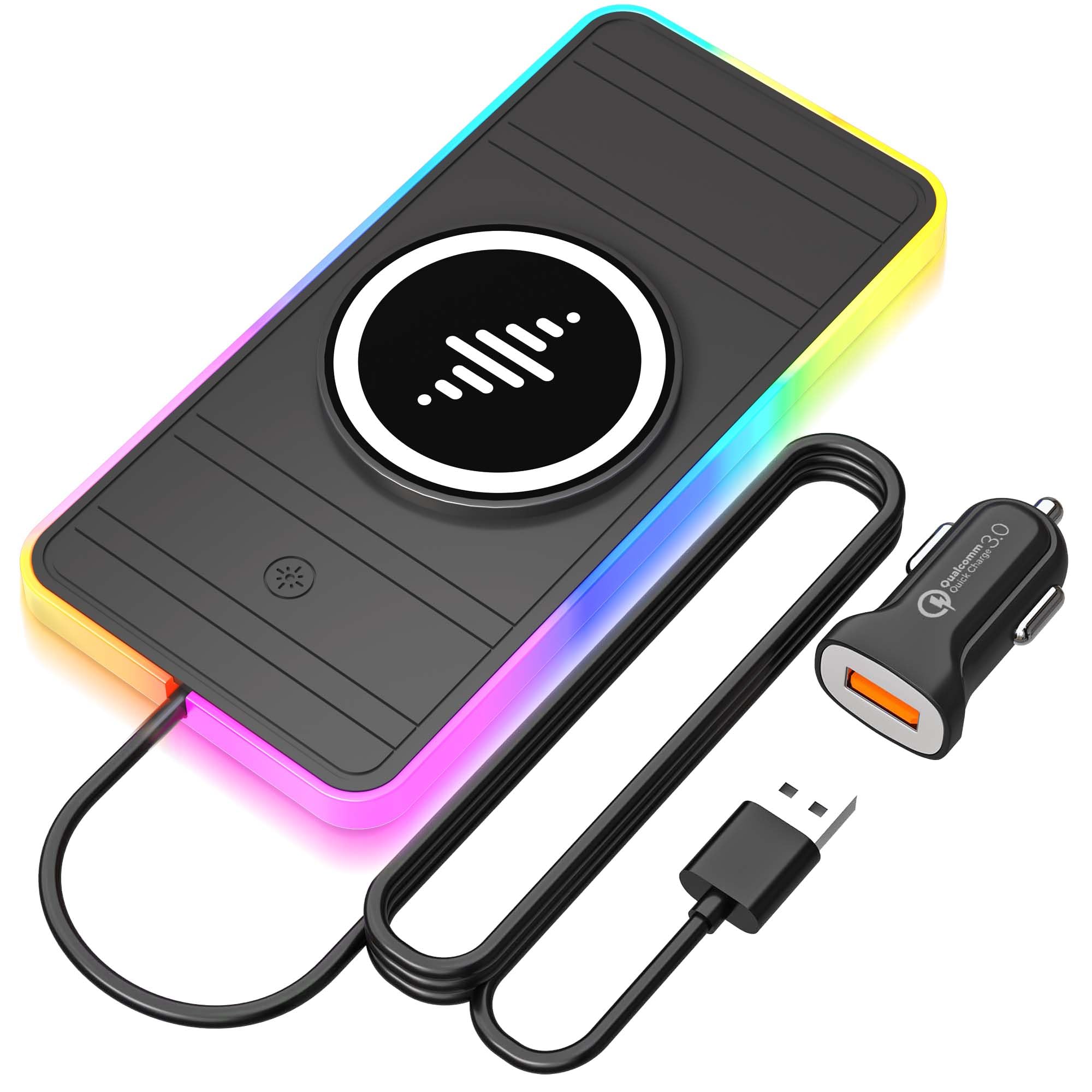 for Magsafe Wireless Car Charger Pad, [Upgrade] RGB 15W for Car Wireless Charging Pad for iPhone 15 14 13 12 11 Pro Max, for Samsung Galaxy S22/S22+/S22 Ultra/S21/S20/S10