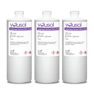 Volu-Sol Isopropyl Alcohol 99% (Isopropanol) - High Purity, USP | Kosher IPA for Lab Equipment, Electronics, & Medical Cleaning - Clear Bottle, 1L/ 32 oz. (3 Pack)