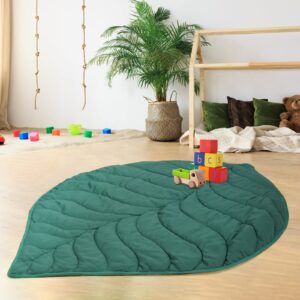 VARIPOWDER Baby Play Mat,56.3x42.1inch Cotton Crawling Cushion, Kids Room Rug Floor Gym,Soft Washable Non-Slip Room Decor Floor Rug, Activity Floor Carpet,Photo Studio Prop(Dark Green)