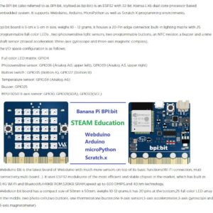 Banana Pi BPI-Bit Development Board with 600DMIPS EPS32 Module 448KB ROM and 520KB SRAM Support WiFi & Bluetooth for STEAM Education