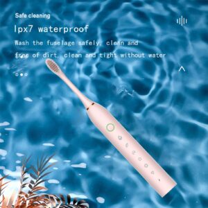 Electric Toothbrush with 4 Brush Heads, 6 Cleaning Modes, Smart Timer, IPX7 Waterproof Gentle and Effective Clean Teeth, Rechargeable Sonic Toothbrush for Adults