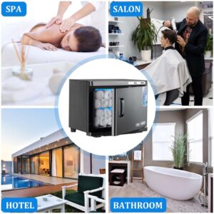 Hot Towel Warmer Cabinet with LED Light - JXSDLIY 23L Large Capacity Towel Cabinet for Bathroom 2-in-1 Professional Hot Towel Warmers for Facials SPA Massage Salon Heats Up Quick Towel Heater (black)