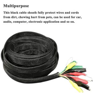 Braided - Cable Sleeves - PET Expandable Wire Loom 1/2"-100ft, Braided Wire Hider Mesh, Cord Management Organizer for USB Power Video Cable, Flexible Wrap Cover w/Heat Shrinkable Tubes, Black