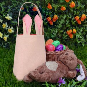 TopTie 6 PCS Bunny Easter Basket, Easter Bunny Bags, Easter Decoration Rabbit Bucket for Eggs Hunts and Candy