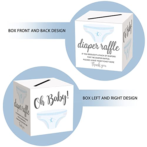 mermermu Diaper Raffle Tickets and Advice Cards For Baby Shower - 1 Card Collection Box & 50 Tickets, Baby Shower Card Box, Party FavorsDecorationsSupplies, Game Kit, 8" Card Box -002BOX