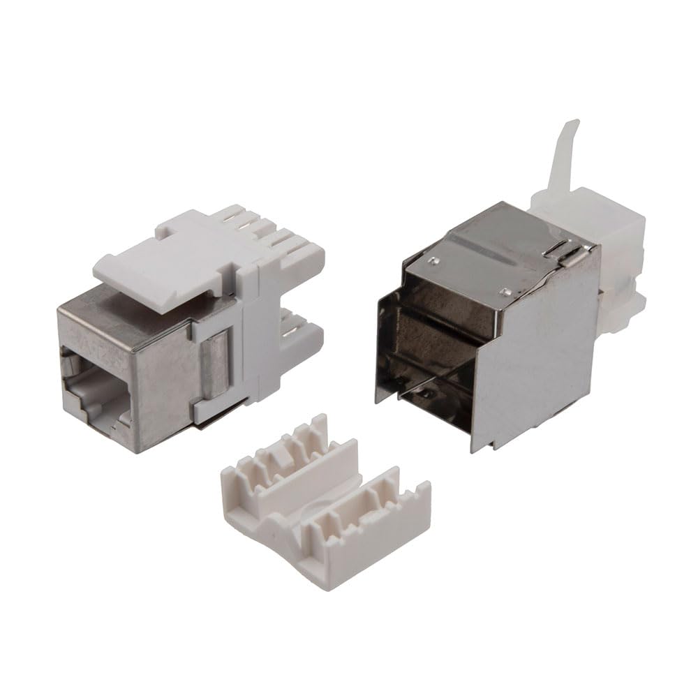 NavePoint 180 Degree CAT6 Keystone Jack, RJ45 Female, 25 Pack, FTP Shielded