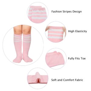 Durio Toddler Purple Knee High Socks for Girls Boys Cotton Kids Halloween Socks Sports Kids Soccer Socks Striped Youth Baseball Socks Pure Purple One Size