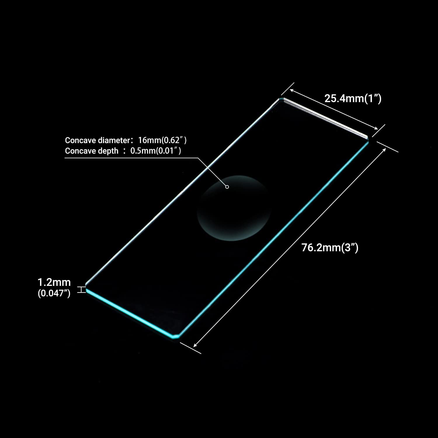 creahub Microscope Slides Concave, Single concave 50pcs Glass Slide with Single Depression for Wet Specimen, Concave Slides, Lab Sample Observe, Gift for Kids