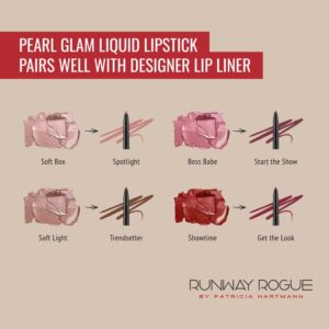 Runway Rogue Pearl Glam Long Wear Shimmer Liquid Lipstick, Slightly Dark Pink-Nude Lipstick with Silver and Gold Shimmer, ‘Soft Light’