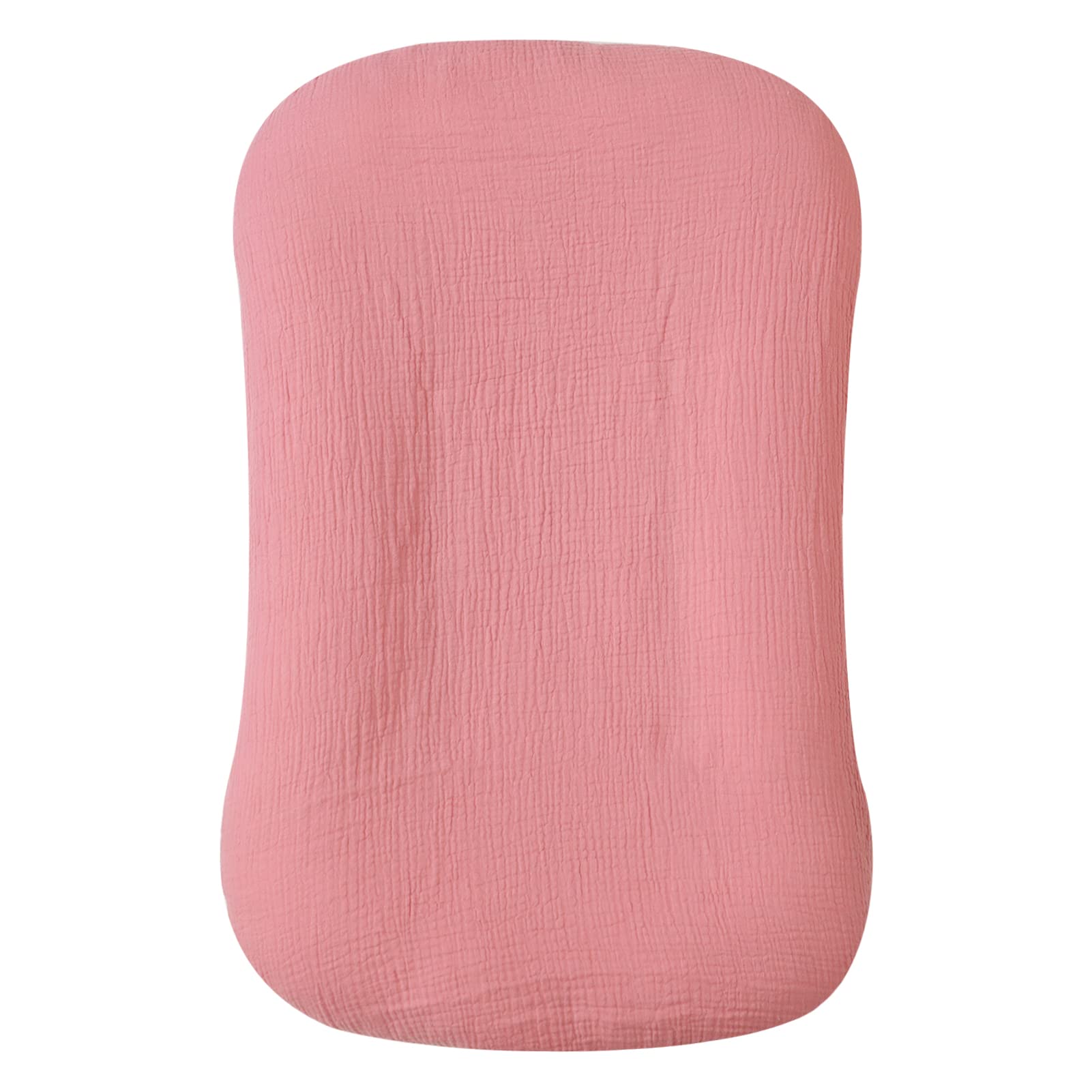 Muslin Baby Lounger Cover, Baby Padded Lounger Cover, Infant Floor Seat Cover, Organic Cotton Removable Slipcover Fits Newborn Lounger for Boys and Girls, Flesh Pink and Pink