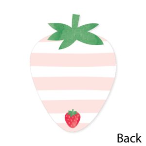 Big Dot of Happiness Berry Sweet Strawberry - Shaped Thank You Cards - Fruit Themed Birthday Party or Baby Shower Thank You Note Cards with Envelopes - Set of 12