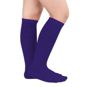 Durio Toddler Purple Knee High Socks for Girls Boys Cotton Kids Halloween Socks Sports Kids Soccer Socks Striped Youth Baseball Socks Pure Purple One Size