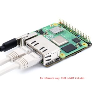 Mini Dual Gigabit Ethernet Base Board Compatible with Raspberry Pi Compute Module 4 CM4/4 Lite, Dual Gigabit Ethernet Ports,1xUSB 2.0 Port,1x40PIN GPIO Header,5V, Type-C Interface