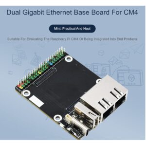 Mini Dual Gigabit Ethernet Base Board Compatible with Raspberry Pi Compute Module 4 CM4/4 Lite, Dual Gigabit Ethernet Ports,1xUSB 2.0 Port,1x40PIN GPIO Header,5V, Type-C Interface