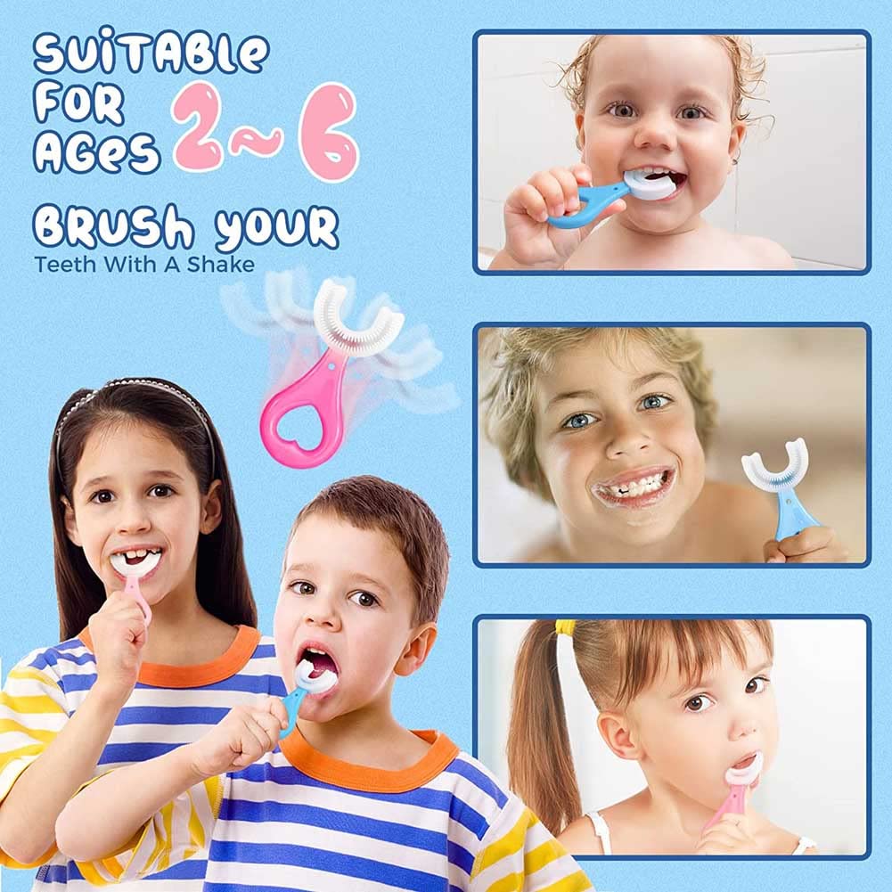 4 Packs Kids U Shaped Toothbrush, Silicone Bristles Massage Gums, Manual Toothbrush Oral Cleaning,360° All-Round Oral Cleaning, U-Shaped Training Toothbrushes for Kids Children Baby for Childrens