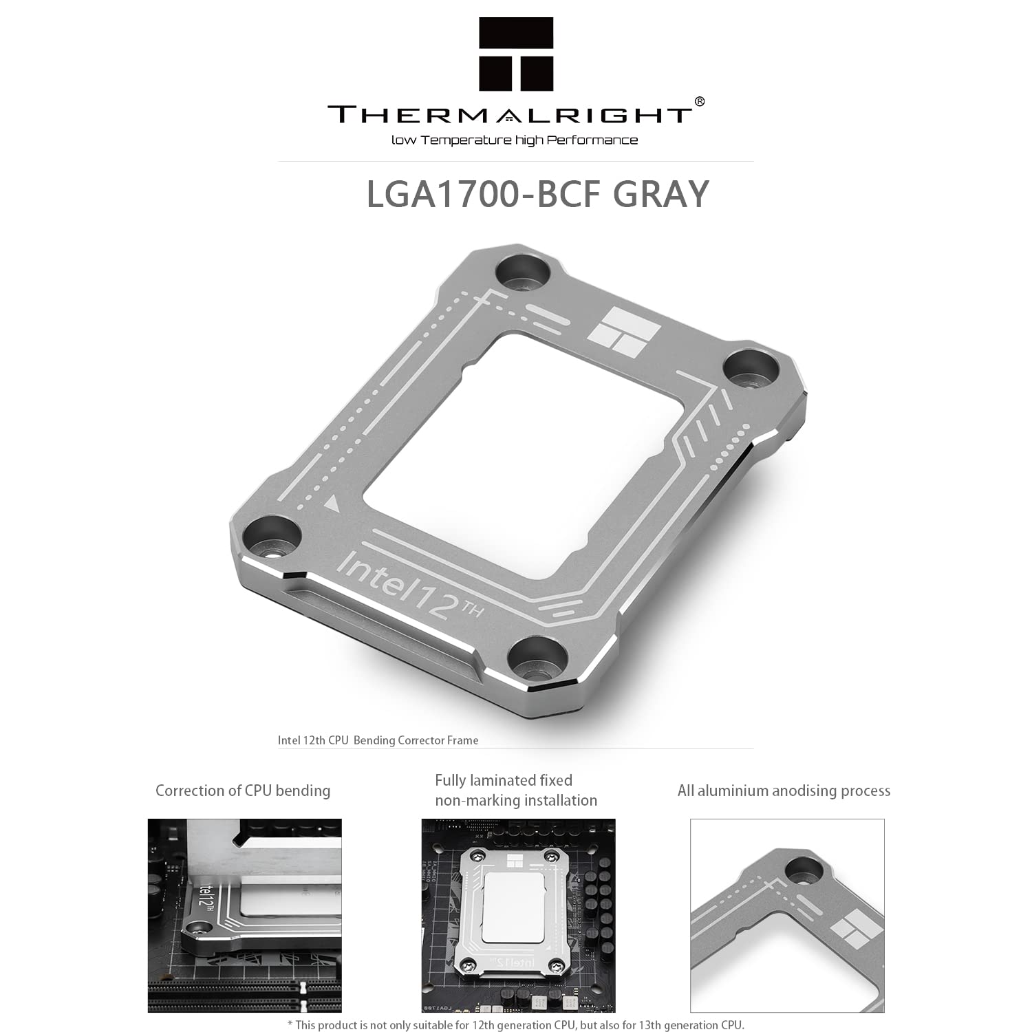 Thermalright Intel 12th/13th Generation LGA1700 Anti-Bending Buckle, Curved Pressure Plate, CPU Fixing Buckle, Fully Fitted and Fixed Without Trace Installation (Gray)