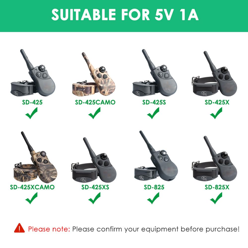 Mrgru Replacement Charger Cable Compatible with SportDOG SD-425 SD-425S SD-425CAMO SD-825 Remote Trainer Power Cord Adapter