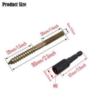 10pcs M8X90mm Double Thread Self Tapping Screws for Furniture Connector Sofa and Stair Fittings with 1pcs Thread Hanger Bolt Driver