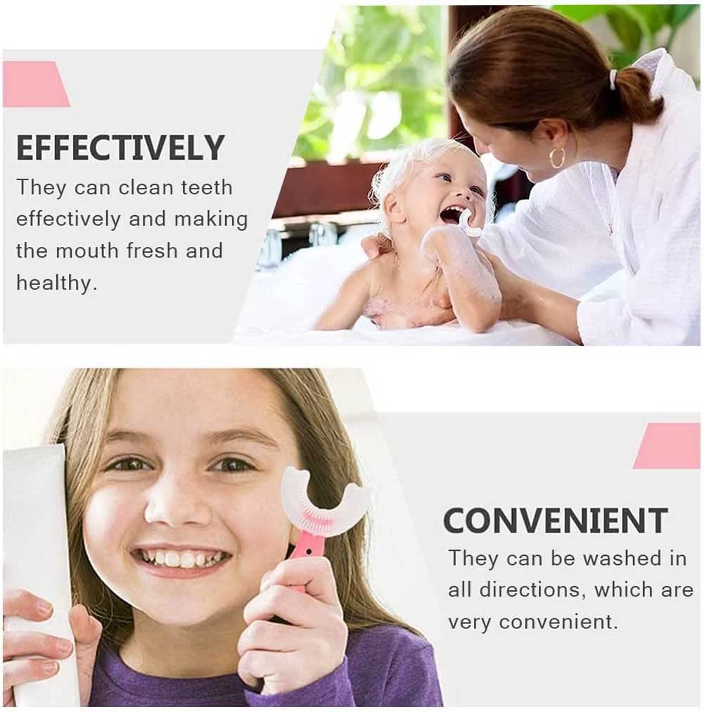 4 Packs Kids U Shaped Toothbrush, Silicone Bristles Massage Gums, Manual Toothbrush Oral Cleaning,360° All-Round Oral Cleaning, U-Shaped Training Toothbrushes for Kids Children Baby for Childrens