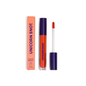 unicorn snot liquid metal lip paint - metallic lip gloss for halloween costume makeup - liquid lipstick w/intense pigment lip color & metallic shimmer - cruelty-free lip makeup, fiery red (lava)