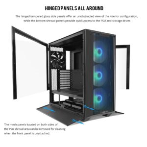 LIAN LI LANCOOL III E-ATX PC Case, Spacious RGB Gaming Computer Case with Hinged Tempered Glass Doors, Fine Mesh Panels, 4x140mm PWM Fans Pre-Installed High Airflow Chassis (Black)