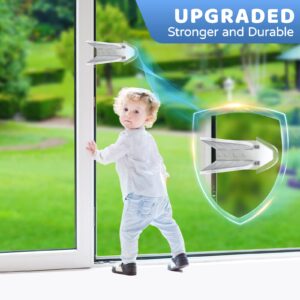 Sliding Door Lock for Kids Safety: 4 Pack Window Locks Child Proof Slide Glass Door Locks, Baby Proofing Closet Cabinet Patio Security Bar, No Drill Toddler Childproof Slider Door Window Stop