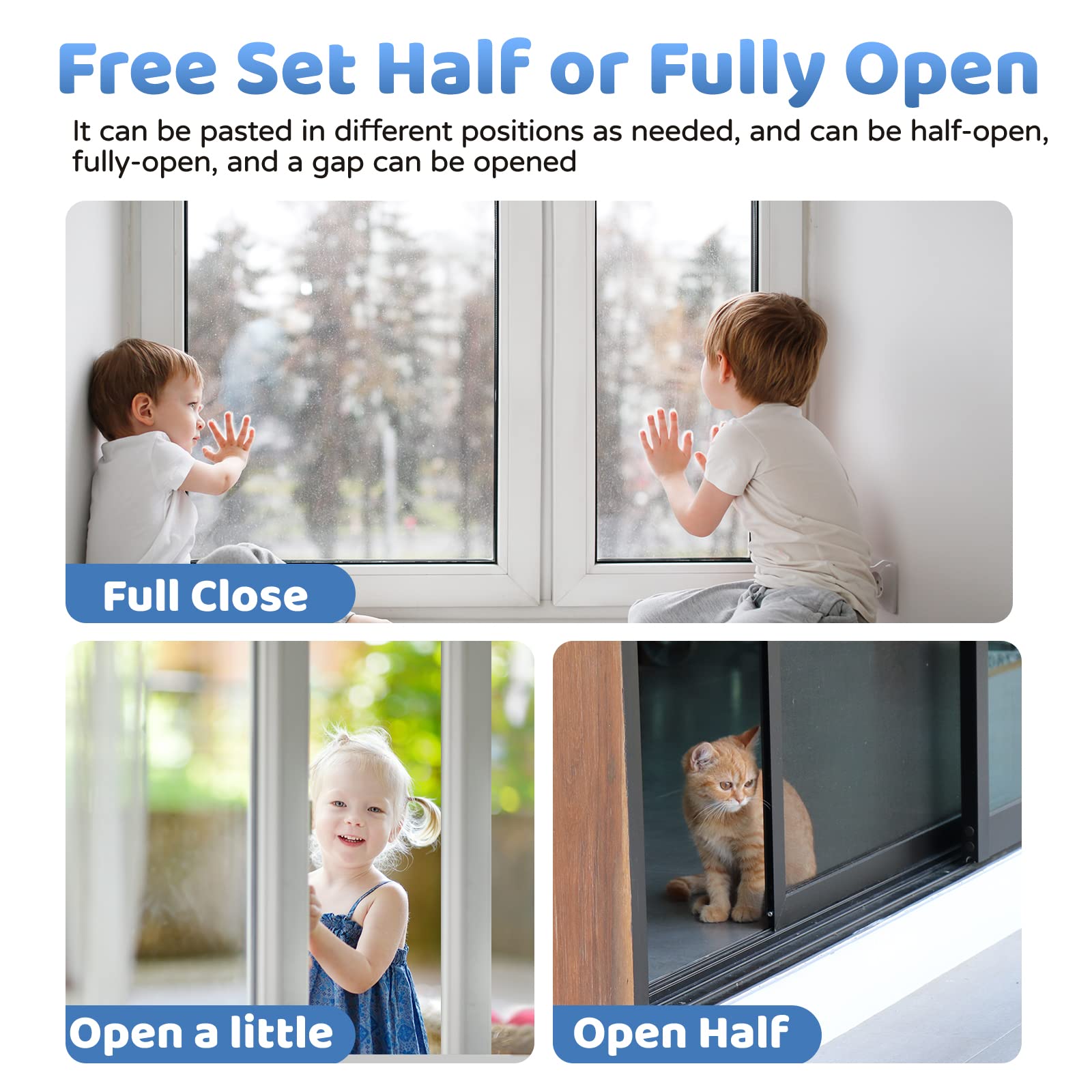 Sliding Door Lock for Kids Safety: 4 Pack Window Locks Child Proof Slide Glass Door Locks, Baby Proofing Closet Cabinet Patio Security Bar, No Drill Toddler Childproof Slider Door Window Stop